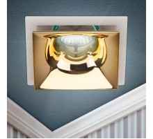 Cветильник встраиваемый декоративный KL102 WH/GD MR16 GU5.3 белый золото  Б0056352  ЭРА