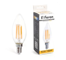 Лампа светодиодная, (15W) 230V E14 2700K прозрачная, LB-717  38256  FERON