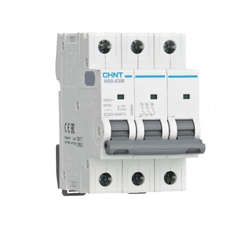 Выключатель автоматический  NB8-63M 3P 20А 10кА х-ка K без тепл. расцеп. (R)  320842  CHINT
