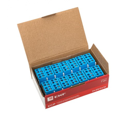 Клемма распределительная КСР с двойным винтом 2x25/2x16 синяя PROxima  ksr-2.25-2.16-blue  EKF