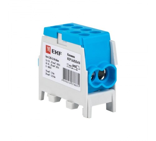 Клемма распределительная КСР с двойным винтом 2x25/2x16 синяя PROxima  ksr-2.25-2.16-blue  EKF