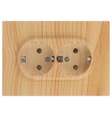 Розетка Intro Accent 6-205-11 2X2P+E Schuko, 16А-250В, IP20, СУ, AL/CU, сосна  Б0063504  Intro