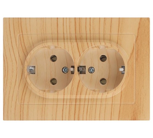 Розетка Intro Accent 6-205-11 2X2P+E Schuko, 16А-250В, IP20, СУ, AL/CU, сосна  Б0063504  Intro