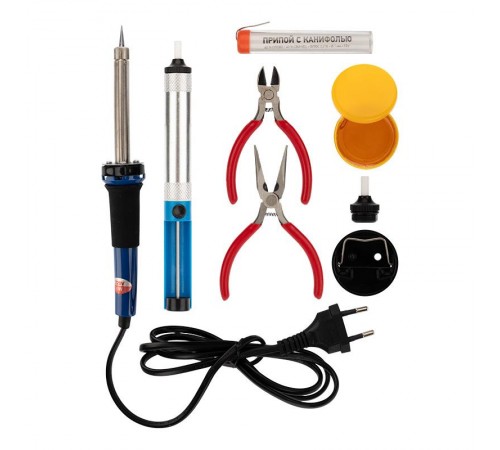 Набор для пайки №13 (паяльник 30Вт, подставка, канифоль, припой, бокорезы, тонкогубцы) (TL-1013)   12-0166  REXANT