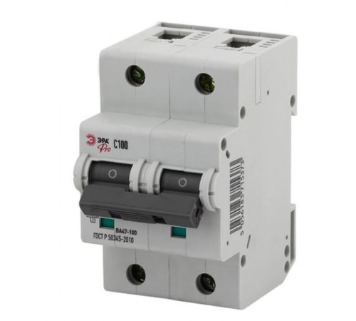Выключатель автоматический двухполюсный NO-902-278 ВА47-100 2Р 100А 10 кА кривая С (6/60/1440) Pro  Б0048868  ЭРА