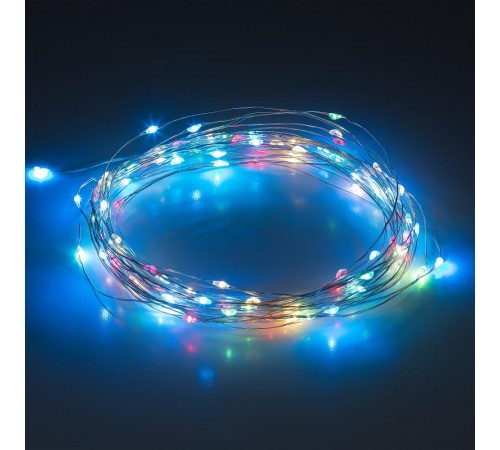 Садовая гирлянда ERASF22-43 на солнечной батарее Нить мультиколор 100 microLED 10 м  Б0053370  ЭРА