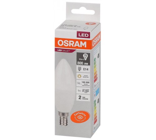 Лампа светодиодная LED Value CL- B 10W/830 230V E14 10X1  4058075579125  OSRAM