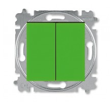 ABB Levit Зелёный / дымчатый чёрный Выключатель кнопочный 2-кл.  3559H-A87445 67W  2CHH598745A6067  ABB