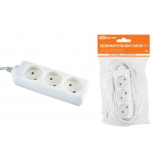 Удлинитель бытовой  У3  3 гнезда, 1,5метра, без заземления, ПВС 2х0,75 мм2  10А/250В   SQ1303-0200  TDM