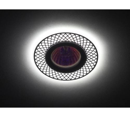 Светильник точечный встраиваемый DK LD42 WH/GD декор cо светодиодной подсветкой MR16, белый/золото  Б0037382  ЭРА