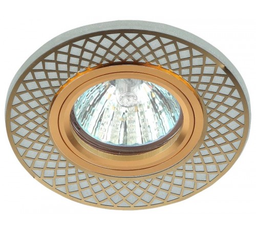 Светильник точечный встраиваемый DK LD42 WH/GD декор cо светодиодной подсветкой MR16, белый/золото  Б0037382  ЭРА