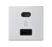 Simon Connect Зарядное устройство USB A+C 18W, 230В~, алюминий, K45, Connect  K126F-8  Simon
