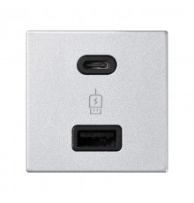 Simon Connect Зарядное устройство USB A+C 18W, 230В~, алюминий, K45, Connect  K126F-8  Simon