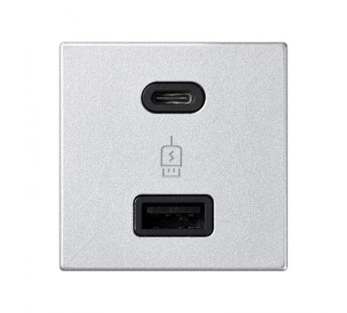 Simon Connect Зарядное устройство USB A+C 18W, 230В~, алюминий, K45, Connect  K126F-8  Simon