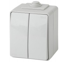 Переключатель 2-клавишный IP65, 10АХ-250В, ОУ, 11-1606-03 Эра Эксперт, Серый  Б0035979  ЭРА