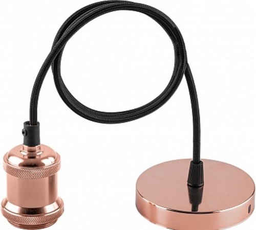 Патрон для ламп LH128 230V E27 алюминиевый патрон d.50x68мм, длина провода 1м, основание d.95*17мм, медь  22364  FERON