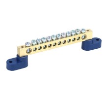 Шина "N" нулевая 8х12 мм на двух угловых синих изоляторах 12 групп  11-2335  REXANT