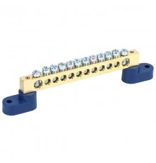 Шина "N" нулевая 8х12 мм на двух угловых синих изоляторах 12 групп  11-2335  REXANT