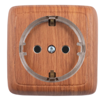 Розетка открытой установки, одноместная, с заземляющим контактом, цвет дуб  РА16-171-05  HEGEL