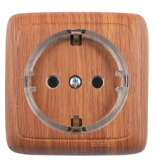 Розетка открытой установки, одноместная, с заземляющим контактом, цвет дуб  РА16-171-05  HEGEL