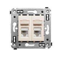 Розетка RJ-45 в стену, кат.6 двойная, Avanti, "Ванильная дымка"  4405294  DKC