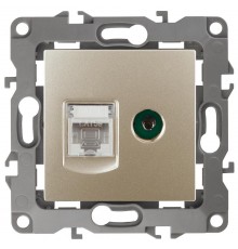 Розетка информационная+TV 12-3110-04 RJ45+TV,  шампань  Б0027444  ЭРА