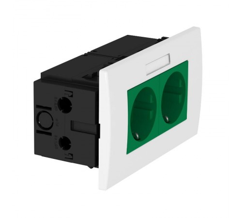 Укомплектованный розеточный блок AR45 (марк.,2xModul45,84x140x59 мм,зеленый) (SDE-RW D0GN2B)  6119428  OBO Bettermann