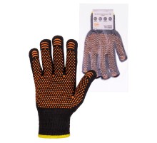 Перчатки х/б плотной вязки с ПВХ, "Точка", черные, 8, 10 кл., 72-75 г, 1 пара,  SQ1016-0210  TDM