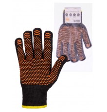 Перчатки х/б плотной вязки с ПВХ, "Точка", черные, 8, 10 кл., 72-75 г, 1 пара,  SQ1016-0210  TDM