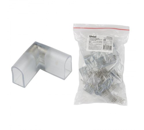 Коннекторы для светодиодной ленты L-образный ULS-N22 RGB NEON 220В, 8x16мм, 4 контакта UTC-K-24/N22 CLEAR 010 POLYBAG прозр 10 шт/упак  UL-00005795 