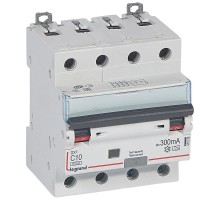 Выключатель автоматический дифференциального тока DX3 6000 4п 10А С 300мА тип A  411238  Legrand