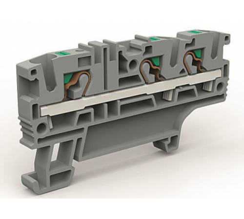 Проходная клемма 3 точки подключения на 4 кв.мм  ZEFC410GR  DKC