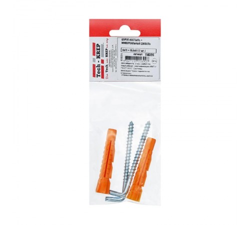 Шуруп-костыль 6х75 с универсальным дюбелем 10,0х61 (2шт) - пакет  114326  Tech-KREP