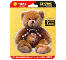 Крючок SHT12-S1C-12 на силиконовом креплении Мишка Teddy 12х14.5 см нагрузка до 2,5 кг  Б0002519  СИЛА