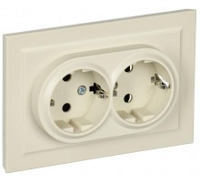 BRITE Розетка 2-ая с заземлением со шторками 16А в сборе РСш12-3-БрКр бежевый  BR-R24-16-K10-F  IEK