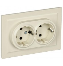 BRITE Розетка 2-ая с заземлением без шторок 16А в сборе РС12-3-БрКр бежевый  BR-R21-16-K10-F  IEK