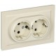 BRITE Розетка 2-ая с заземлением со шторками 16А в сборе РСш12-3-БрКр бежевый  BR-R24-16-K10-F  IEK