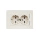 BRITE Розетка 2-ая с заземлением со шторками 16А в сборе РСш12-3-БрКр бежевый  BR-R24-16-K10-F  IEK