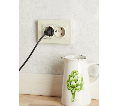 BRITE Розетка 2-ая с заземлением со шторками 16А в сборе РСш12-3-БрКр бежевый  BR-R24-16-K10-F  IEK