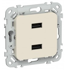 FLITE Розетка USB A+A 2,1А РЮ-2-ФлСл сливочный  FI-U21-D31-K86  IEK