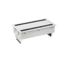 Simon S400 Двухсторонний Врезной розеточный блок с крышкой, ввод щетка, 2x2P+E, 10 пустых модулей, белый, S400  46601000-130  Simon