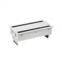 Simon S400 Двухсторонний Врезной розеточный блок с крышкой, ввод щетка, 10x2P+E, 2 пустых модуля, белый, S400  46605000-130  Simon