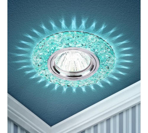 Светильник точечный встраиваемый под лампу DK LD4 MR16 50Вт GU5.3 голубой с подсветкой  Б0028087  ЭРА