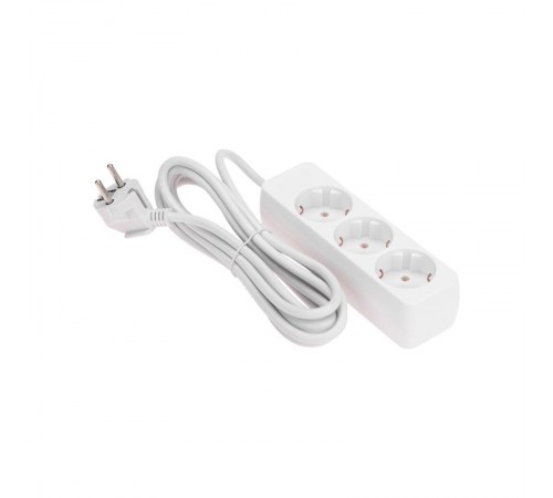 Удлинитель 3 гнезда, 3м, 3х0,75мм, с/з, белый  13-4209  PROconnect