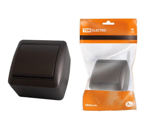 Выключатель 1-кл. открытой установки IP44 10А шоколад "Селигер"  SQ1818-0201  TDM