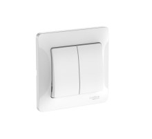 Glossa Белый Выключатель 2-клавишный, сх.5, 10АХ, (в сборе с рамкой), быстрозажимные клеммы  GSL000152S  SE