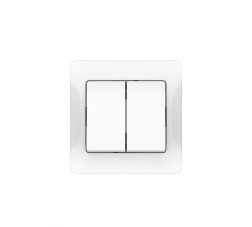Glossa Белый Выключатель 2-клавишный, сх.5, 10АХ, (в сборе с рамкой), быстрозажимные клеммы  GSL000152S  SE