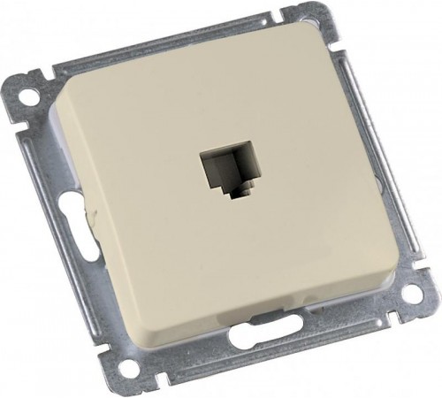 Розетка телефонная скрытой установки, механизм, цвет слоновая кость  РСТ-400-01  HEGEL