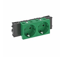Розетка двойная 0° Modul45connect с з/к, 250 В, 16A (зеленый) (STD-D0C MZGN2)  6120366  OBO Bettermann