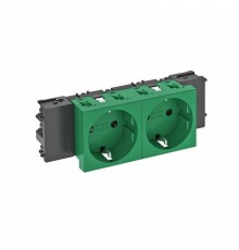 Розетка двойная 0° Modul45connect с з/к, 250 В, 16A (зеленый) (STD-D0C MZGN2)  6120366  OBO Bettermann